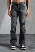 Flaired Denim Jeans Grey