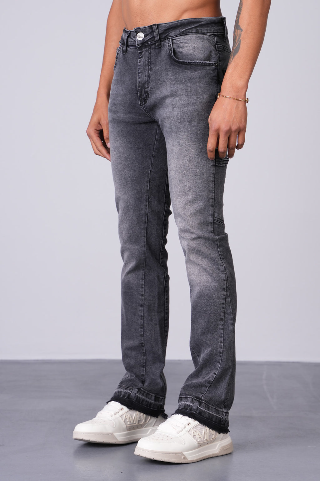 Flaired plain basic grey
