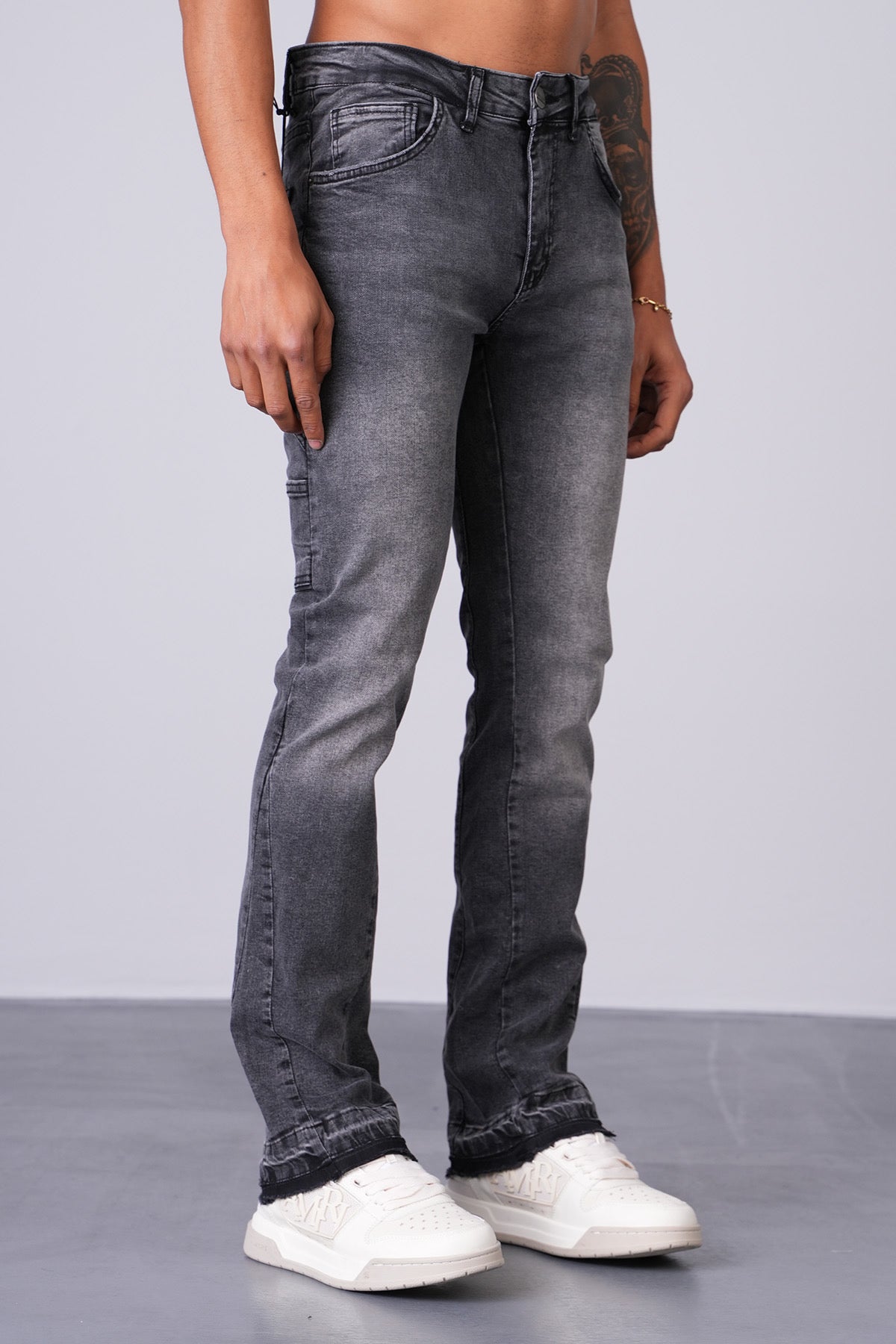 Flaired plain basic grey
