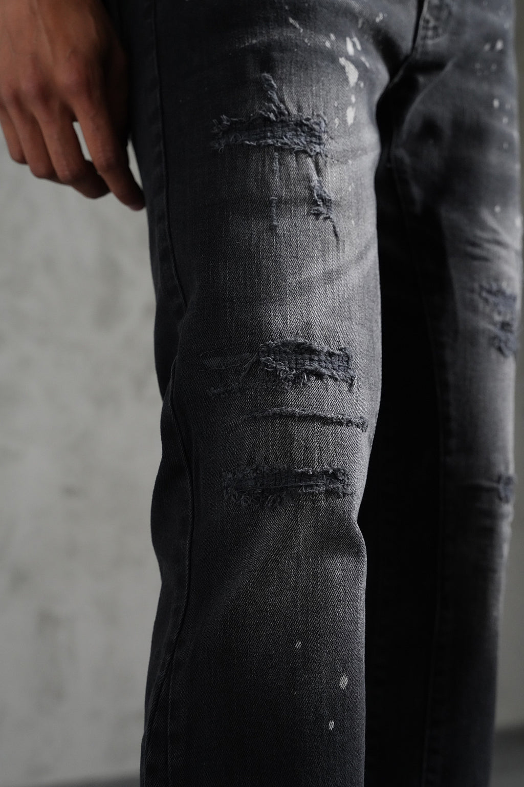 Flaired Denim Painted Black