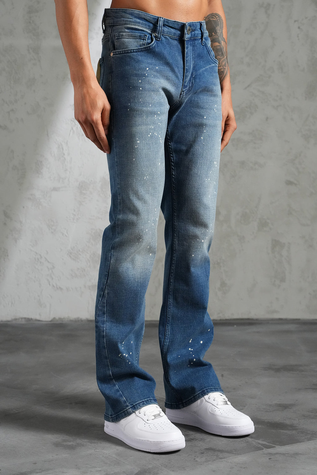Flaired Denim Basic Paint Blue