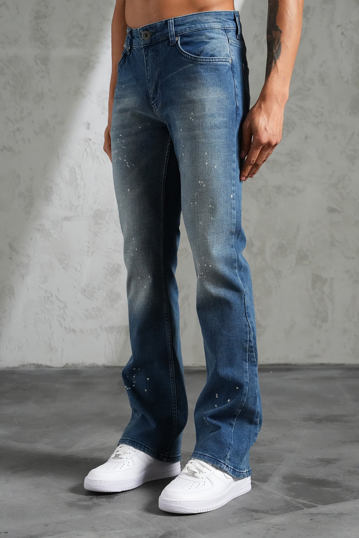 Flaired Denim Basic Paint Blue