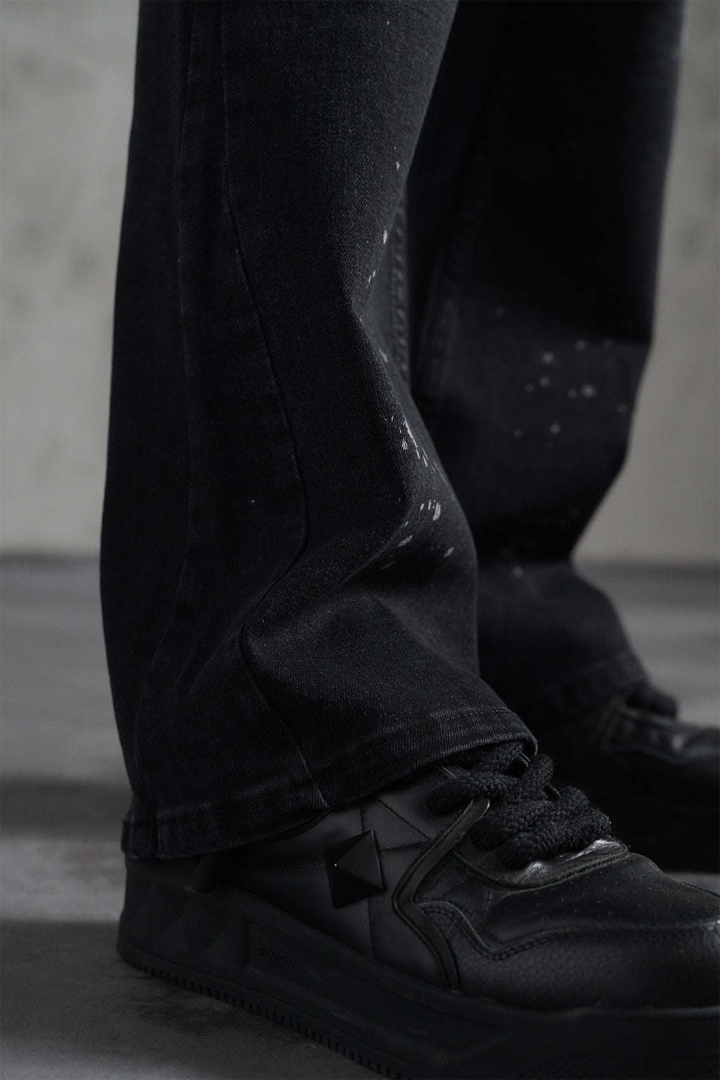 Flaired Denim Basic Paint Black