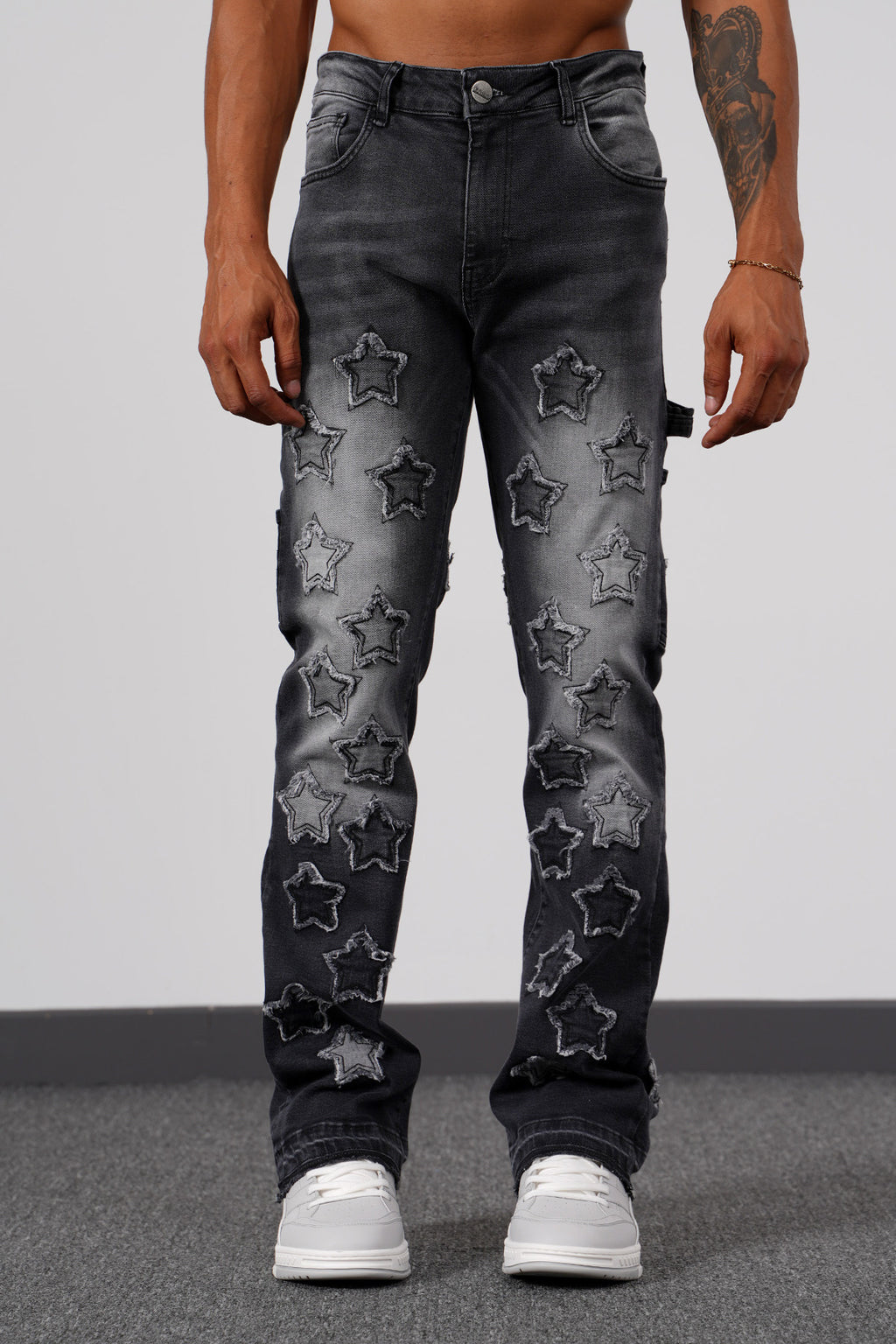 Stars Flaired Jeans Grey