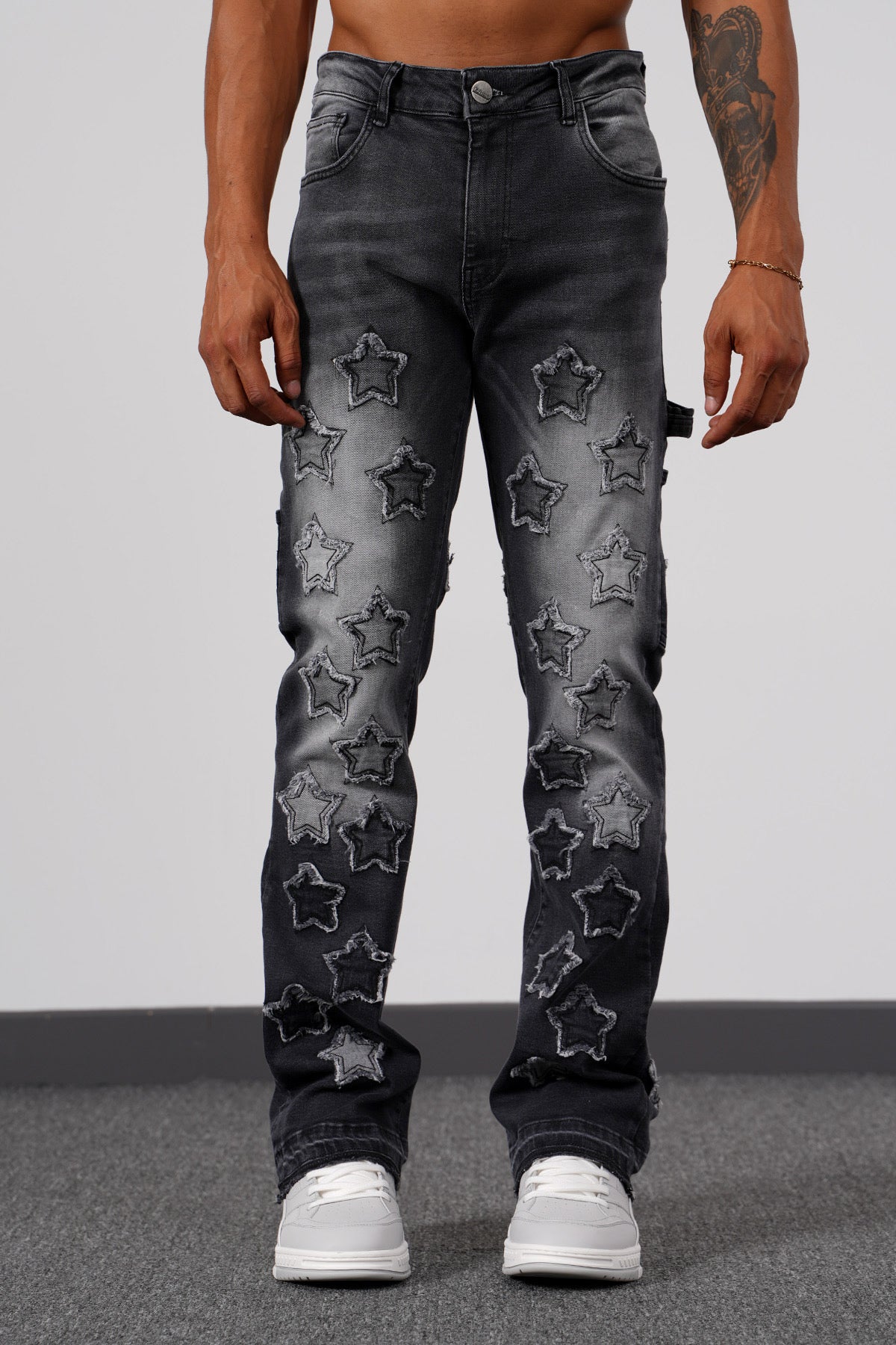 Stars Flaired Jeans Grey