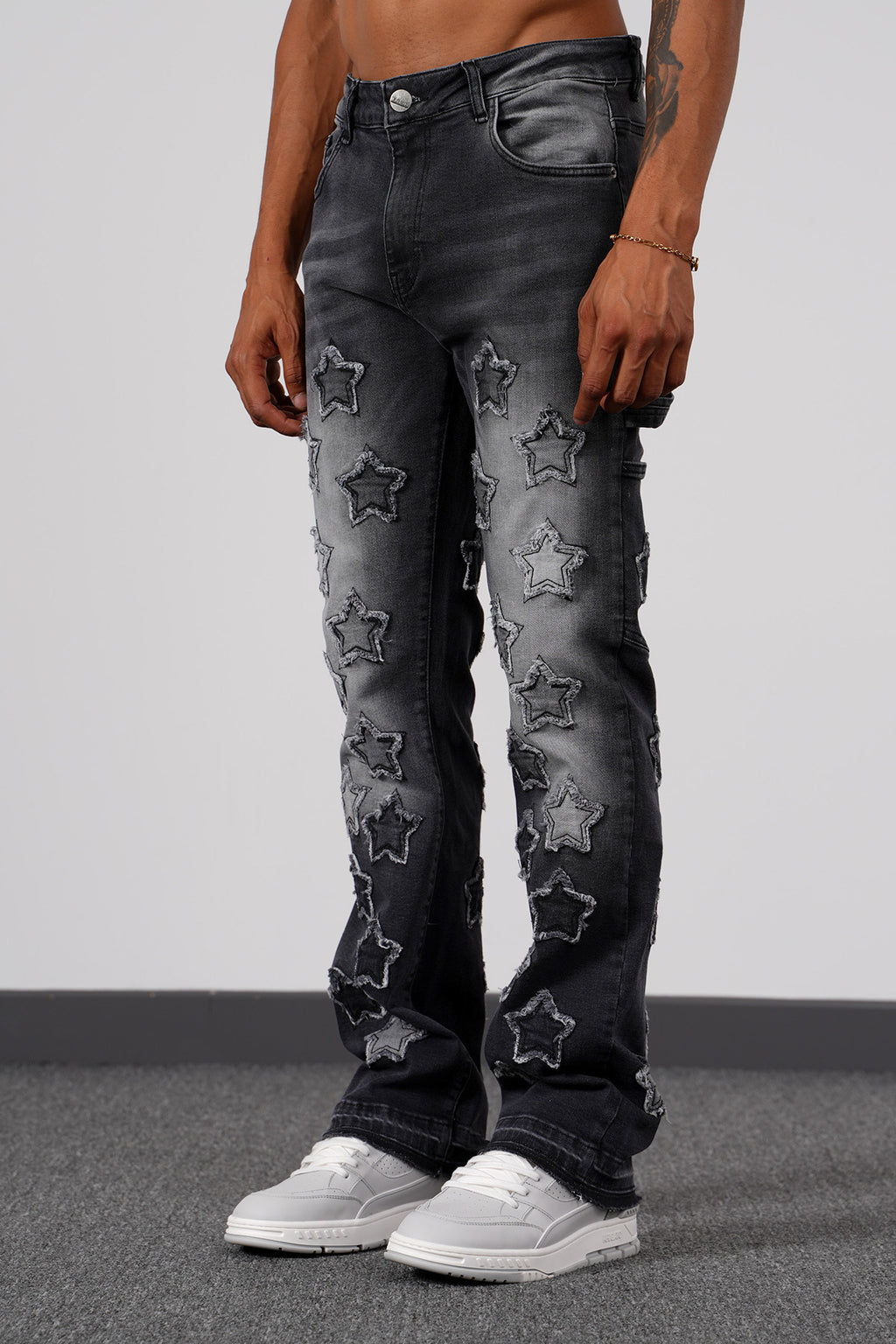 Stars Flaired Jeans Grey