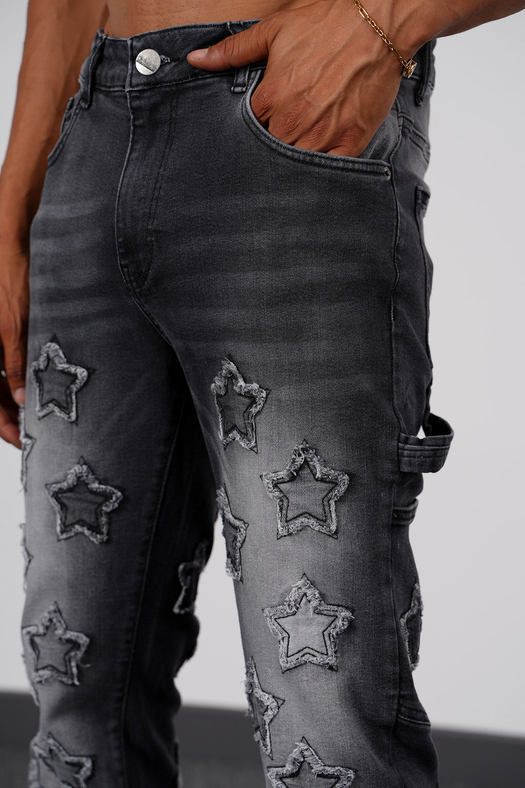 Stars Flaired Jeans Grey