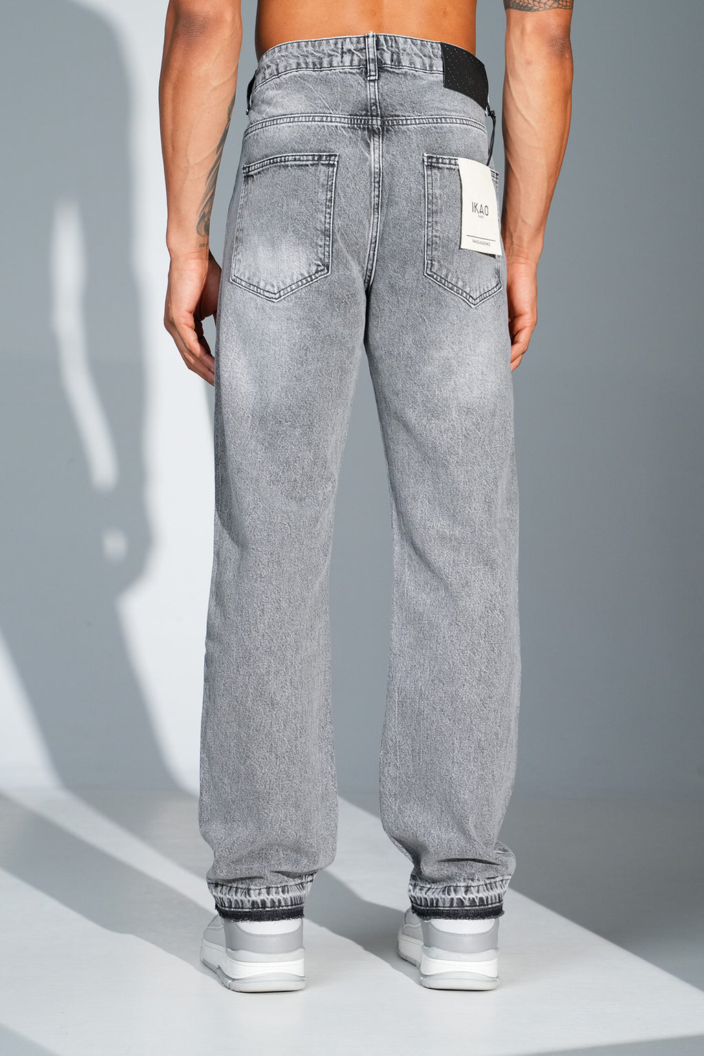 Flower Denim Jeans Grey
