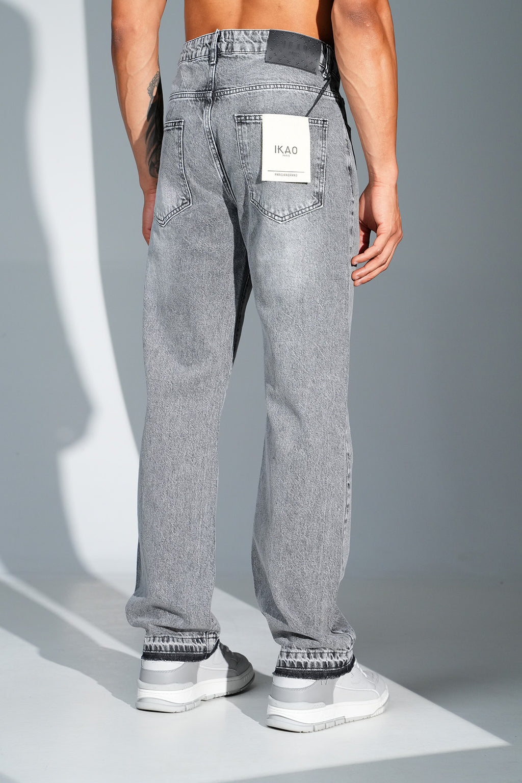 Flower Denim Jeans Grey