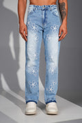 Flower Denim Jeans Blue