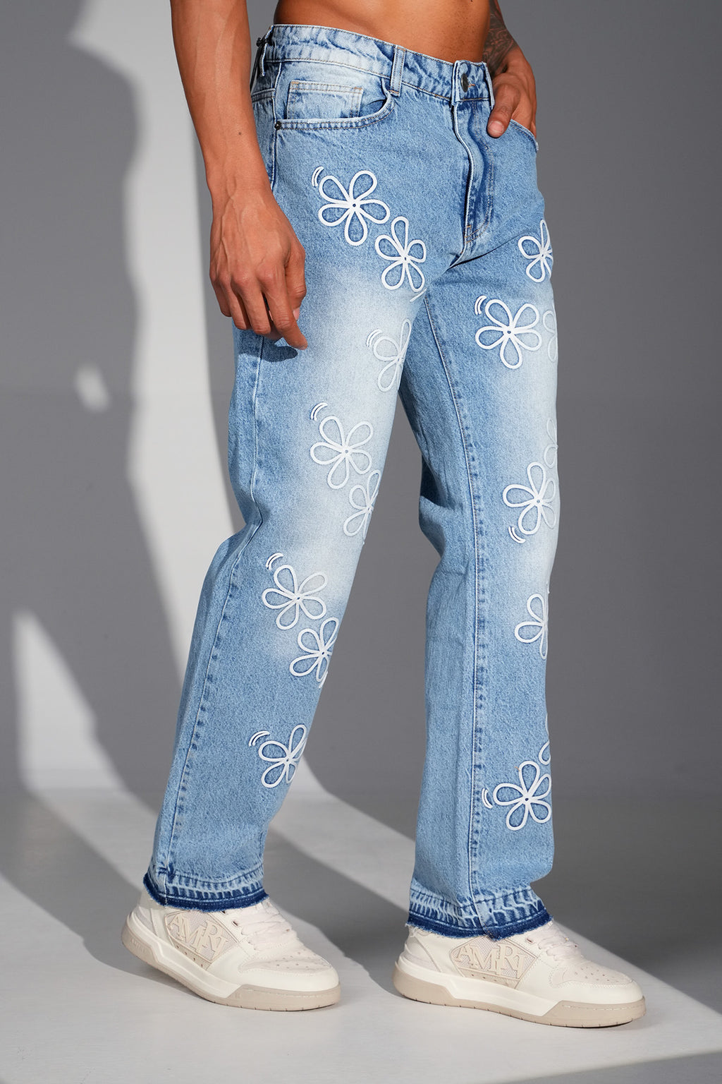 Flower Denim Jeans Blue