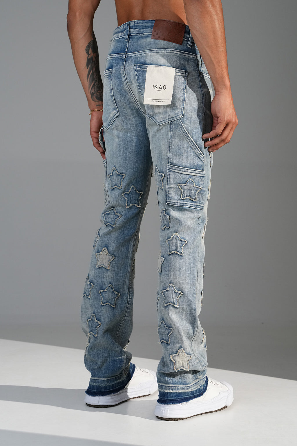 Stars Flaired Jeans Sand Blue