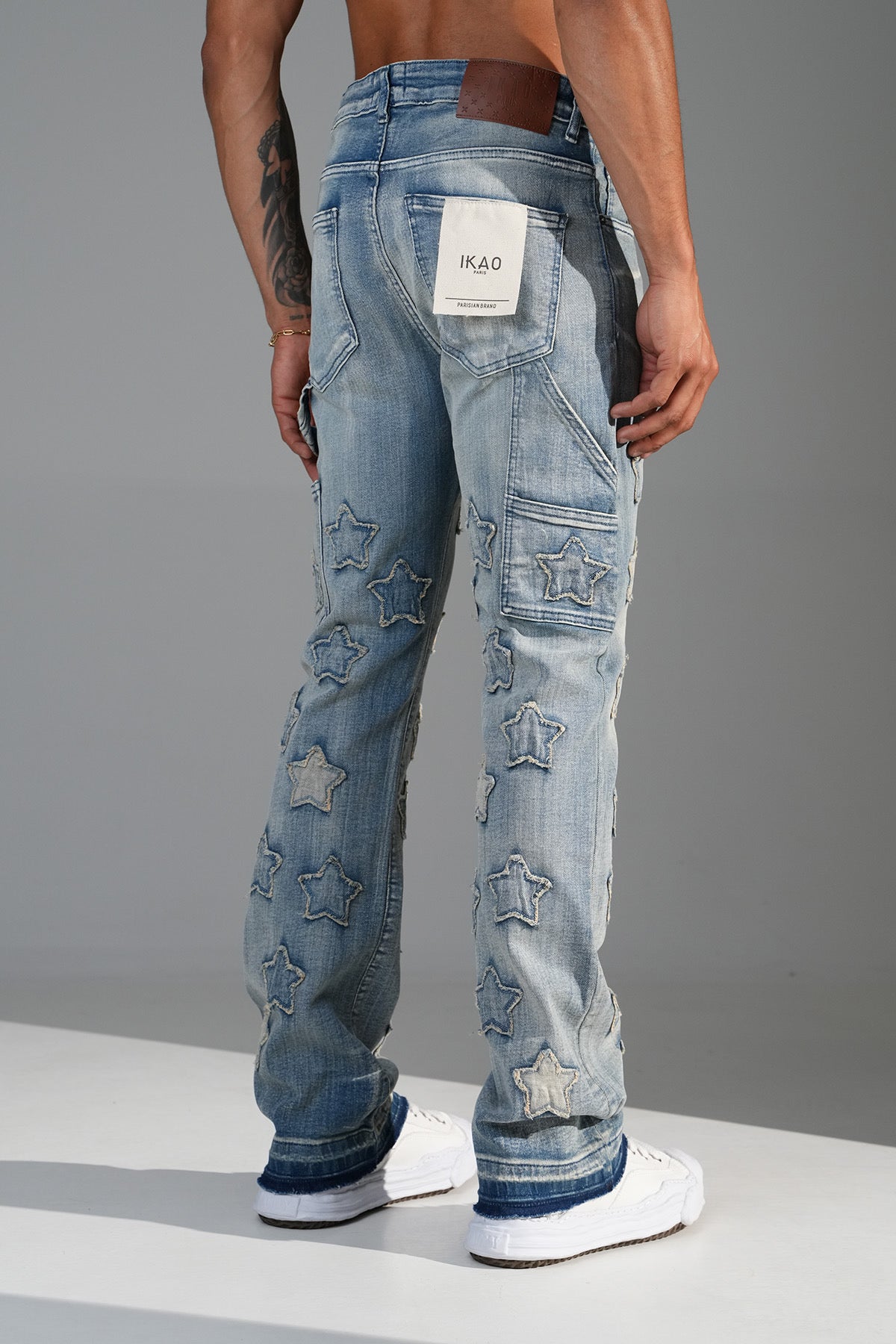 Stars Flaired Jeans Sand Blue